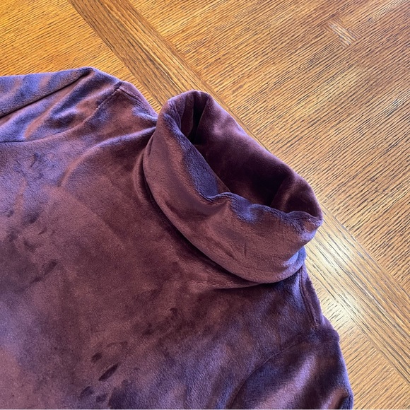 Athleta Double Cozy Karma Funnel Neck Sweatshirt Cabernet XXS Relaxed Fit Yoga - Picture 6 of 14